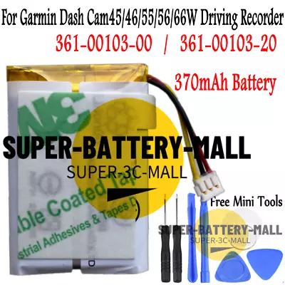 370mAh Battery For Garmin Dash Cam45/46/55/56/66W Driving Recorder 361-00103-20 • $42.89