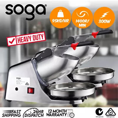 SOGA 2x 300W Electric Ice Shaver Crusher Snow Cone Smoothie Maker Ice Machine • $213.30