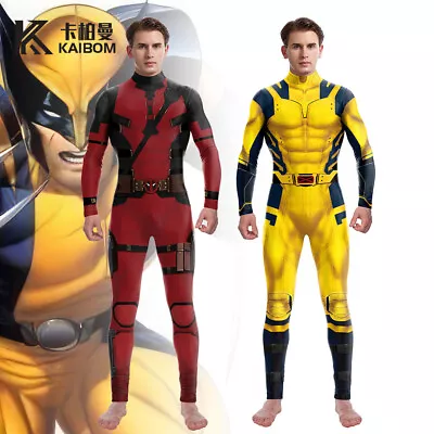 Deadpool & Wolverine Cosplay Jumpsuit Costume Halloween Zentai Bodysuit Suit • $47.29