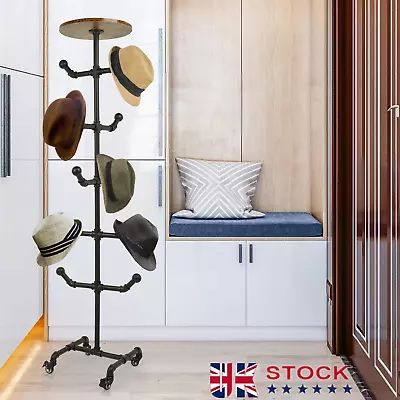 Floor-standing Coat Hat Retail Display Rack Industrial Pipe Design 10-Hook Shop • £50.30