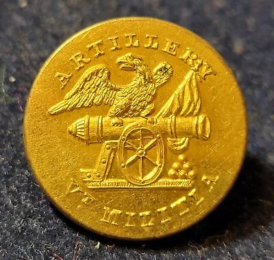 Pre Civil War 1 Pc Flat Vermont Militia Artillery Button Alberts# Vt-6-a  Gilded • $165