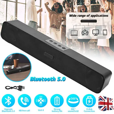 Bluetooth 5.0 Wireless TV Soundbar Speaker Home Theater Subwoofer 3D Sound Bar • £9.99