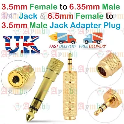 £2.79 • Buy 6.5mm Female To 3.5mm Male & 3.5mm Female To 6.35mm Male 1/4  Jack Plug Audio UK