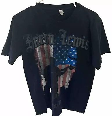 Aaron Lewis T Shirt Size M Black Country Bor Short Sleeve Made In USA Flag • $9.98