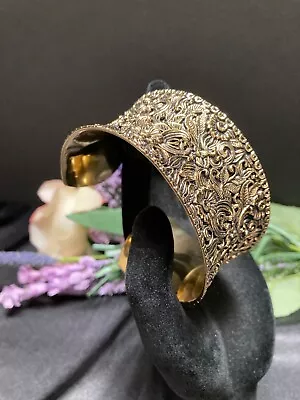 Vintage Artsmith By Barse Thailand Solid Brass Scroll Cuff Bracelet • $39.95