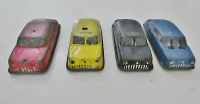 4 Vintage 1950 - 1960s Tin Toy Cars' With Rotating Fare • $8