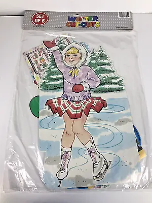 Winter Skater Christmas Cut Outs Set 6 13-16  Birthday Party Classroom Decor Vtg • $10