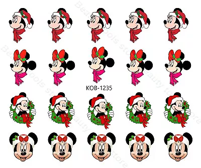 Nail Art Water Transfer Stickers Decal Mickey Mouse Christmas KoB-1235 • $3.09