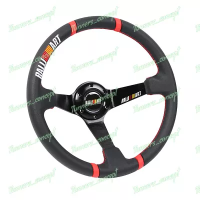 3.5  Deep Dish 13.5  Ralliart Racing Red Stitching Leather Sport Steering Wheel • $65.17