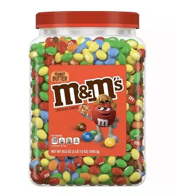 M&Ms Peanut Butter Chocolate Candy 55 Oz Jar FREE SHIPPING !! • $36.77