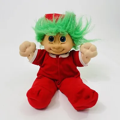 £16.98 • Buy Russ Troll Doll Vintage Santa Hat Christmas Plush Stuffed Animal Green Hair Blue