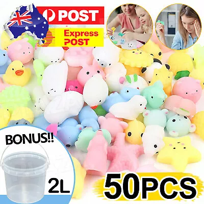 $21.95 • Buy 50pc Cute Mini Animal Squishies Kawaii Mochi Squeeze Toys Fidget Stress Squishy