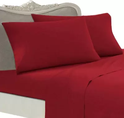 Egyptian Cotton 800 Thread Count Solid Sheet Set - Queen/Burgundy • $120.36