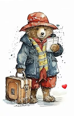 Furniture Wall Transfer Waterslide Sticker Rub Off Watercolour Paddington Bear ❤ • £4.99