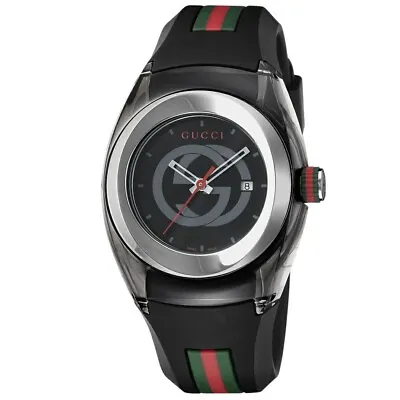 Gucci Sync L YA137301 Black Dial Transparent Case Rubber Strap Watch • $269.99