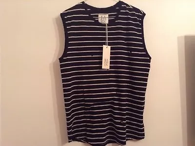 BNWT 100% Auth Zoe Karssen Ladies Disstressed Striped Tank Top. Size M RRP £75 • £29