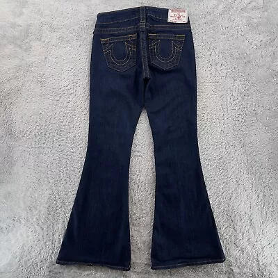 True Religion Women Jeans Petite 26x29 Blue Stretch Carrie Flare Made In USA • $19.99