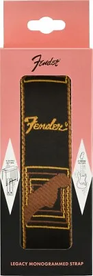 Genuine Fender 2  Wide LEGACY Monogrammed Guitar Strap - Black/Brown/Yellow • $27.75