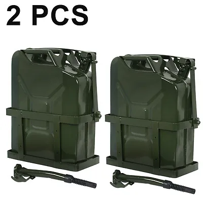 Jerry Can Gas Tank W/ Holder Steel 5 Gallon 20L Army Backup Military 2PCS • $85.58