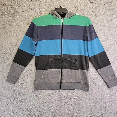 Shaun White Weather Juniors Boys Large 14/16? Green Blue Striped Full Zip Hoodie • $14.24