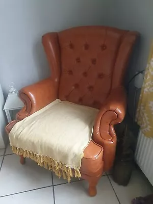 Queen Anne Style Wingback Chesterfield Chair • £25