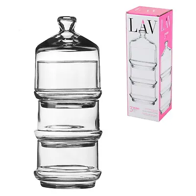 £10.99 • Buy 1/3 Tier Stackable Glass Storage Jar Sweet Candy Chocolate Jar Container Vintage