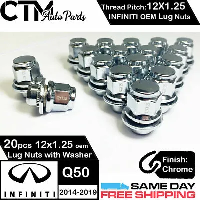 20pc 12x1.25 Infiniti Factory Oem Chrome Lug Nuts For Infiniti Q50 2014-2019 • $21.99