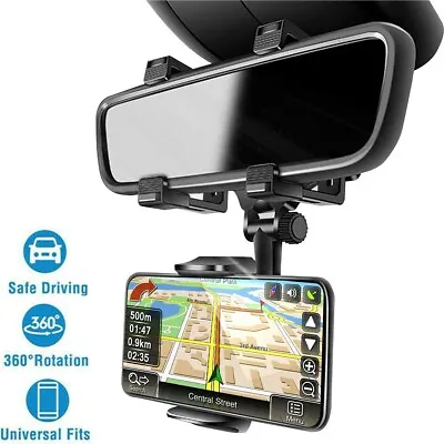 Universal 360° Car Rear-view Mirror Mount Stand Holder Cradle For Cell Phone GPS • $6.92