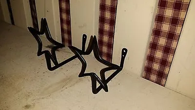 Star Curtain Hooks Brackets Swag Hangers Set Of 2 Black Wrought Iron New • $10