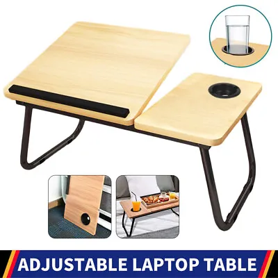 $26.59 • Buy Wooden Laptop Table Stand Desk Lap Tray Sofa Bed Cup Slot Portable Foldable HOT