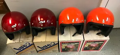 (4) Vintage BUCO ALL SPORT Classic Motorcycle Helmets Candy Red Orange NIB NOS   • $104