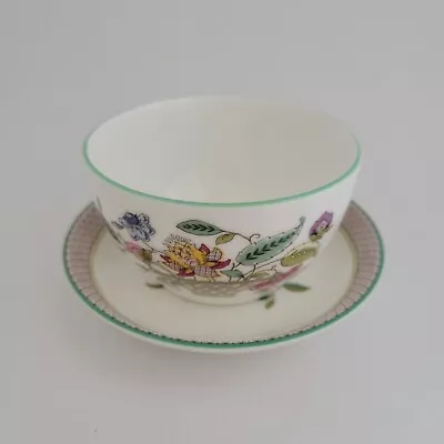 Vintage Minton Haddon Hall Trellis Green Rim Japanese Tea Cup And Saucer HTF • $29.24