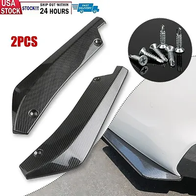 For Honda 2PCS Carbon Fiber Rear Bumper Lip Splitter Diffuser Canard Body Kit • $11.99