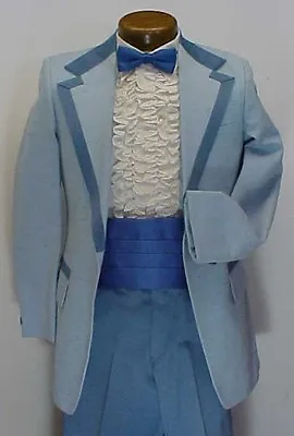 2 Tone BLUE  RETRO AFTER SIX TUXEDO JACKET Or 4pc VINTAGE MENS PROM PARTY TUX • $84.95