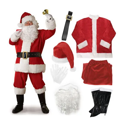 £16.66 • Buy Santa Claus Adult Suit Mens Deluxe Father Christmas Fancy Dress Costume Xmas