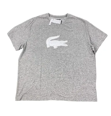 NEW Lacoste Sport Big & Tall Croc Short Sleeve T Shirt Gray White 4XLB - 11R • $39.99