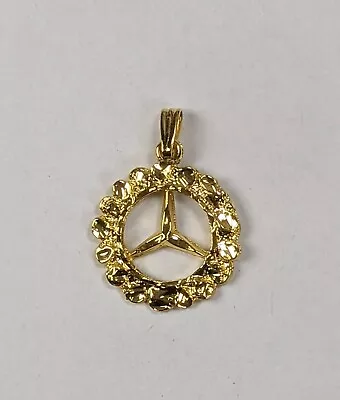 14k Yellow Gold Plated 1  Mercedes Benz Pendent Women's Charm Jewelry F/ Chain • $83.99