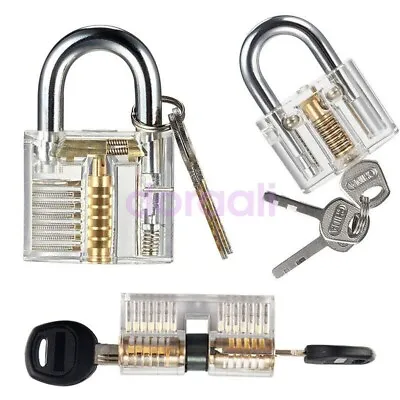 3PCS CLEAR Practice Lock Transparent Cutaway Pin Tumbler Padlock/Disc/Dimple • $36.99