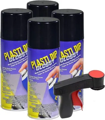 Plasti Dip Glossy Black Rim Kit 11 Oz Aerosol Pack Of 4 Cans  Bonus Cangun Tool • $55.79