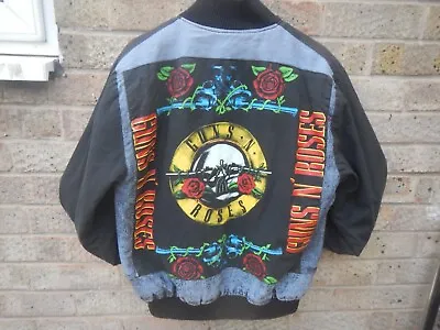 GUNS N ROSES Bomber Jacket In Black Authentic Vintage By Zip It London • £59.99