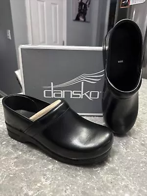 Dansko Men's Wide Pro Black Cabrio Leather 899020202 New W/ Box Clogs Shoes Work • $110