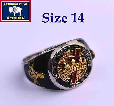 Silver Plated Masonic Knight Templar Ring ~ Size 14 ~ Free Shipping From Wyoming • $19.99