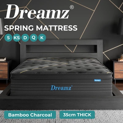 $289.99 • Buy Dreamz Queen Mattress Pocket Spring Euro Top Bed Bamboo  Foam 9 Zone Double 35cm