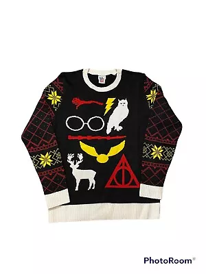 $38.31 • Buy Junk Food Harry Potter Adult XXL Ugly Christmas Sweater Deathly Hallows Owl