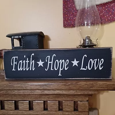 FAITH HOPE LOVE Country Farmhouse Rustic Primitive Sign Inspirational Home Decor • $8.95