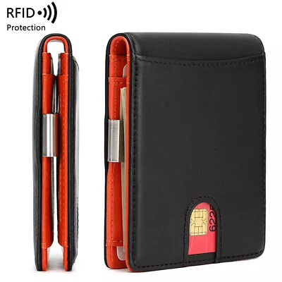 Mens Slim Wallet With Money Clip RFID Blocking Bifold Credit Card Holder For Men • $11.99