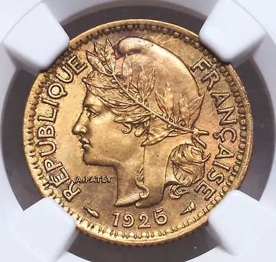 1925 French Togoland (Togo). Aluminum-Bronze 1 Franc Coin. NGC MS-62! • $189