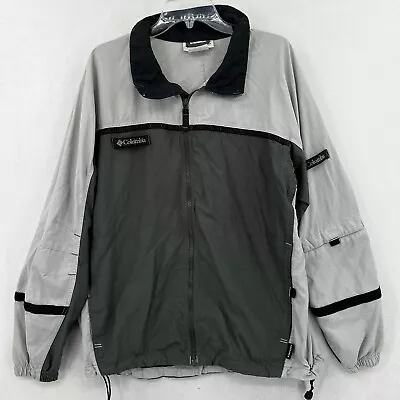 Columbia Packable Windbreaker Jacket Men's Size Large Gray Green Full Zip • $24.94