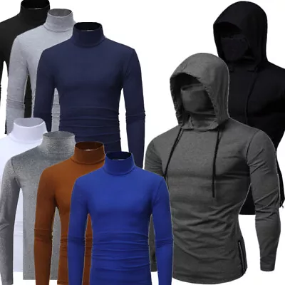 Mens Casual Slim Fit Hoodies T Shirt Long Sleeve Pullover Sweatshirts Sport Tops • $15.59