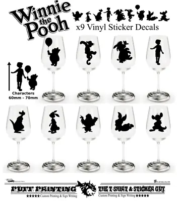 £2.99 • Buy X9 Winnie Vinyl Stickers Wine Glass Craft Home Party Gift Decor  Disney Pooh